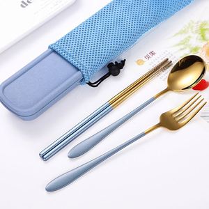 Nuevo Juego de Cubiertos Portátil Ecológico de Acero Inoxidable 304 para Camping, Fiestas y Estudiantes, con Cuchara, Tenedor y Palillos en Caja - Product Image 3