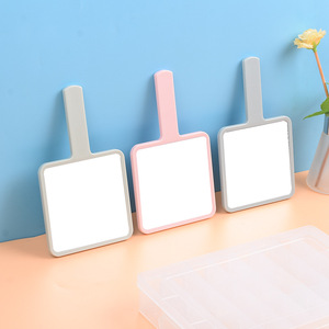 Square Handle Makeup <b>Mirror</b> <b>Plastic</b> Frame Aluminum Lens Portable Beauty Salon Tool - Product Image 1