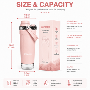 Borraccia Shaker Personalizzata da 500ml in Acciaio Inossidabile, Antigoccia, con Filtro <span class=keywords><strong>e</strong></span> Coperchio Senza BPA, per Palestra <span class=keywords><strong>e</strong></span> Fitness, Vendita all'Ingrosso OEM - Product Image 3