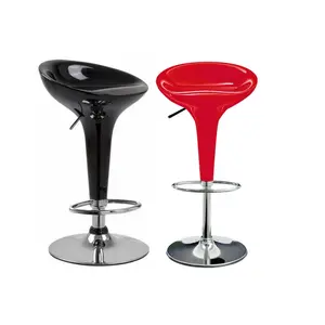 Hochwertiger spanischer ABS-Kunststoffsitz klassische Bank Restaurantstuhl höhenverstellbar 360 Grad Chromsockel drehbarer Barhocker
