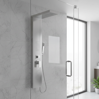 Système de panneau de douche à effet pluie multifonction en acier inoxydable avec jets de massage corporel, surface brossée, tour de douche de style resort