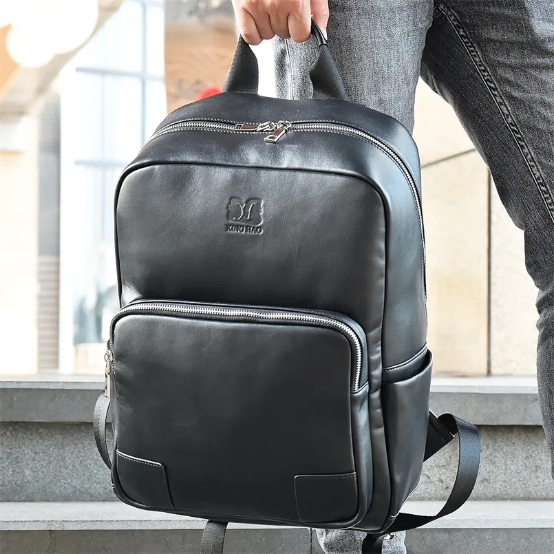 Trendy Custom Men Leather Backpack Bags Fashion Luxury Waterproof School Backpack For Men