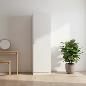 White Tall <strong>Storage</strong> <strong>Unit</strong> 1 Door <strong>Wardrobe</strong> with Shelves for Clothes, Shoes &amp; Daily Essentials - Product Image 4