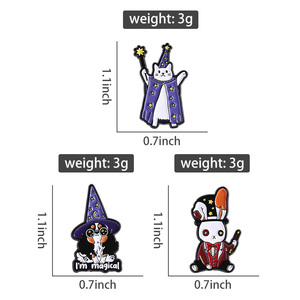 <span class=keywords><strong>Chat</strong></span> assistant tenant une baguette magique en émail épingles <span class=keywords><strong>chien</strong></span> mignon avec chapeau de sorcière broches d'Halloween insigne de revers bijoux cadeaux - Product Image 6