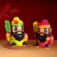 Sculpture en résine de Guan Yu, dieu de la porte chinois traditionnel, style dessin animé mignon, pour étagère de salon