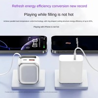 Cargador de Escritorio Universal GaN de 35W con Cable Tipo-C Retráctil Integrado, Carga Rápida PD 3 en 1 Multi-Puerto para Teléfono