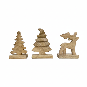 2025 nouveauté arbre de noël en bois pour Table décoration de la maison en bois décor de noël ornements bois de manguier - Product Image 1