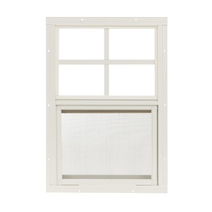 Fenêtres coulissantes pour abris de jardin <span class=keywords><strong>avec</strong></span> verre trempé et moustiquaires, montées encastrées, cadres en aluminium blanc pour abris de jardin et poulaillers - Product Image 1
