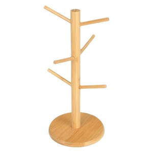 Bamboo Mug Holder Stand Round Shape Cup <b>Rack</b> For <b>Kitchen</b> Storage Organization - Product Image 5