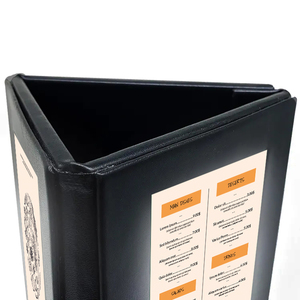 Soporte Giratorio de Cuero Sintético Negro para Mesa, con Luz LED, para Menús de 3 Caras, Cubierta para Libro de Menús, Iluminación de Mesa, Soporte para Tablero de Menús - Product Image 3