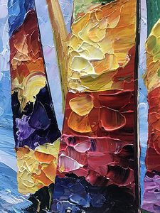 Dipinti di arte della parete pittura a olio acrilica dipinta a mano moderna su tela barca a vela sul mare dipinti astratti - Product Image 3