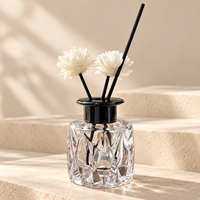 Flacon diffuseur de parfum cylindrique de luxe en verre transparent épais 50ml 100ml 150ml 200ml avec couvercle métallique, récipient vide pour la maison