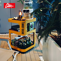 Table basse compacte et mobile en fer forgé avec rangement pour aliments et boissons, design moderne et minimaliste pour balcon
