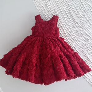 Abito da Principessa per Bambina, Costume da Cerimonia per Primo Compleanno, Vestito Floreale Rosso in Poliestere - Product Image 6
