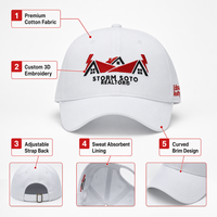 Casquette de baseball blanche brodée personnalisée à 6 panneaux, logo immobilier, structurée, style « Dad Hat », réglable, snapback, unisexe, vente en gros