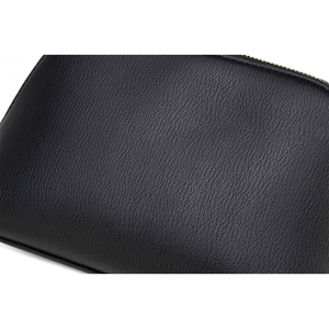 ZENOS Minimalist Genuine Leather Cosmetic <b>Bag</b> Medium Size Zipper Closure Portable Makeup Case <b>Black</b> - Product Image 5
