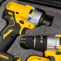 Kit combiné d'outils électriques : Perceuse-visseuse à chocs sans fil sans balais Série Jaune avec mallette en mousse intégrée – Achat en gros à prix réduit