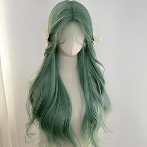 Peluca Verde Menta para Mujer, Ondulada, Natural, Larga y Rizada, Fibra Sintética, Cobertura Completa - Product Image 1