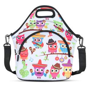 Custom Neoprene <b>Lunch</b> <b>Bag</b> Reusable Insulated <b>Lunch</b> <b>Box</b> with Adjustable Shoulder Strap&Pocket Cartoon Travel Tote Food Handbags - Product Image 1