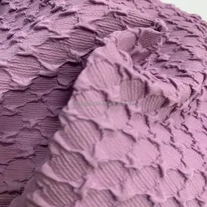 Falda elástica de poliéster y LICRA para mujer, tela de gasa plisada con crepé de burbujas de Jacquard, con remaches