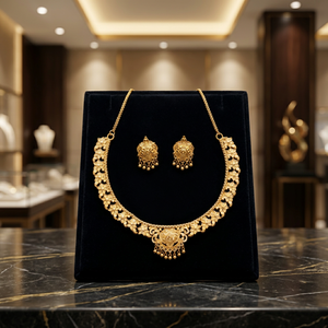 Vente en gros de parures de bijoux en or rempli 14K, 18K, 24K, design floral, bijoux de luxe, bijoux tendance, bijoux en laiton plaqué or. - Product Image 4