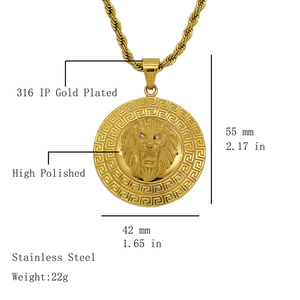 맞춤형 도매 2026 핫 세일 라이온 헤드 목걸이 변색 방지 18K PVD 금 도금 스테인리스 스틸 주얼리 - Product Image 2
