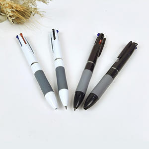 Pena Multi warna plastik murah pegangan karet 3 warna pena bolpoin dengan logo disesuaikan untuk perlengkapan sekolah stasioner Promosi - Product Image 3