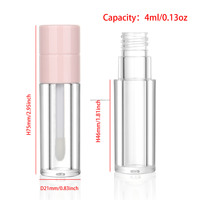Tube de rouge à lèvres vide en plastique recyclable de 4 ml avec bouchon à vis et applicateur, impression sérigraphique, couleur personnalisée, estampage doré, emballage cosmétique