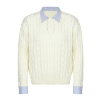 Pull d'hiver unisexe haut de gamme pour hommes 100% coton Simple couleur unie lâche revers deux pièces tricoté tissage motif rue