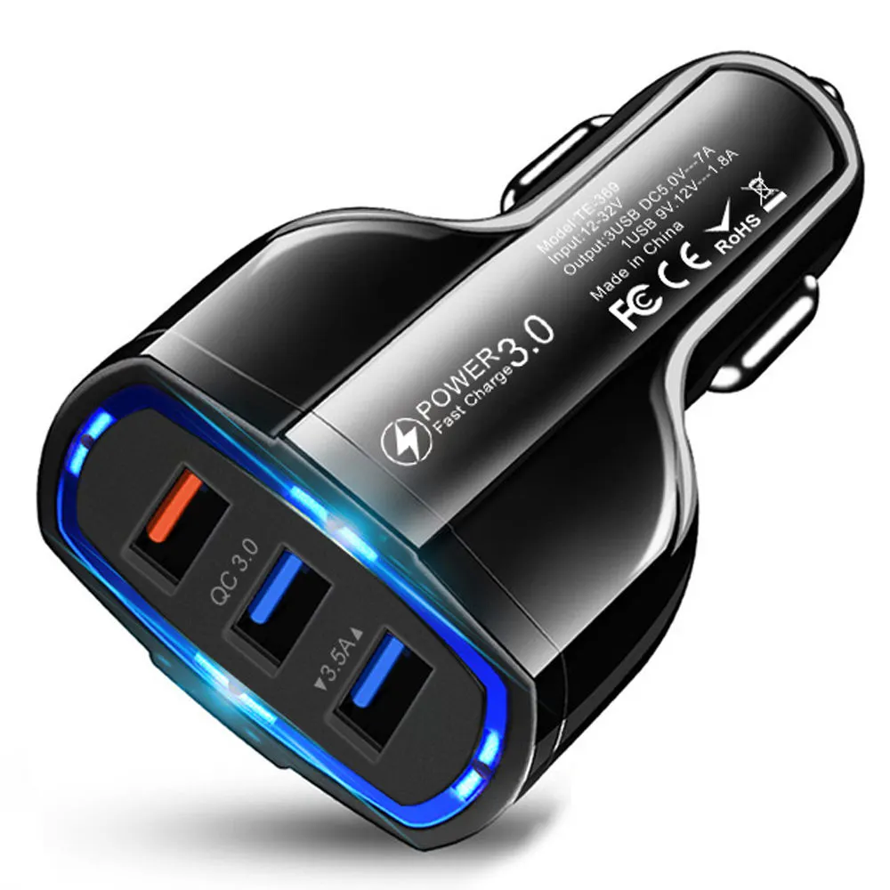 EONLINEUSBカーチャージャー電力供給3 USB充電電話アダプターQuick Charge 3.0 For Phone X 8 Plus Samsung car c