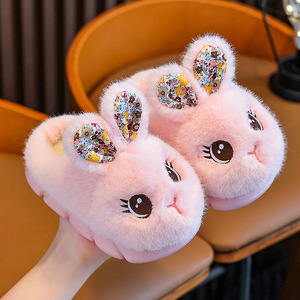 Women's Canvas Cotton Fluffy Cute Puppy-pattern Winter Warm Eco-friendly Slip-resistant Plastic-soled Plush Evergreen Mules - Product Image 5