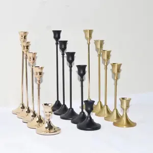Otros doros de tallo de latón Retro para decoración, candelabro de palo de plata, candelabro de cono dorado, portavelas para velas