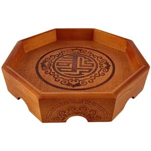 Plato octogonal de madera estilo mongol, madera maciza, hecho a mano, diseño oriental, para platos de fiesta - Product Image 5