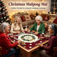 Tappetino per Mahjong in Neoprene Natalizio 33 Pollici, Stampa Personalizzata Americana, Inodore, Antiscivolo, Silenzioso, Produzione DDP USA