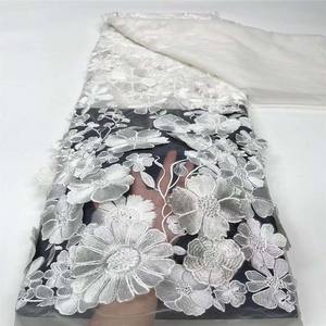 Nouveau Designer Big Flora Dentelle Tissu 100% Polyester Sergé Style avec Motif Brodé Couleur Personnalisée Robe de Bienvenue pour les Filles - Product Image 3