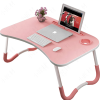 Table de lit pliable en MDF, support de lecture, plateau de service du petit déjeuner avec fentes pour tablette et porte-tasse pour lit/canapé, nouveau