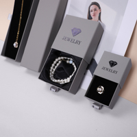 Fabricant d'emballages de colliers et de bagues gris imprimés sur mesure pour bijoux Boîtes à bijoux en velours avec tiroir et coussinet