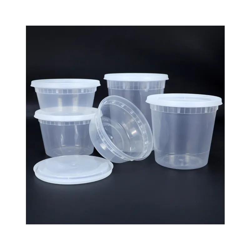 Bols et récipients en plastique jetables transparents de 8oz 12oz 16oz 24oz 32oz bonne ténacité avec couvercle