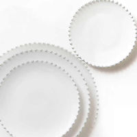Factory Wholesale White Round Bead Rim Ceramic Dinnerware Set Banquet Restaurant Porcelain Dishes Dinner Plate Tableware