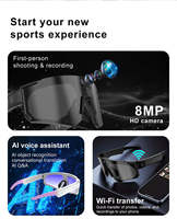 Lunettes de cyclisme intelligentes 4K AI avec caméra HD 8MP, traduction vocale IA, appels Bluetooth, enregistrement vidéo, pour la conduite en extérieur et les sports