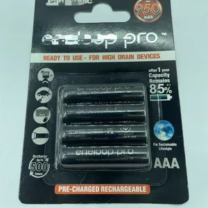 100% Original Eneloo AAA Black 14430 1.2V MI-MH Rechargeable Battery AAA Size Cylinder Battery 950mAh For Eneloop Pro AAA