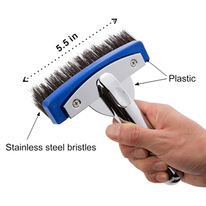 Brosse de <span class=keywords><strong>piscine</strong></span> robuste en acier inoxydable avec poils en fil métallique, brosse de nettoyage de <span class=keywords><strong>piscine</strong></span> courbée pour algues et tartre, compatible avec les perches de <span class=keywords><strong>piscine</strong></span> standard - Product Image 3