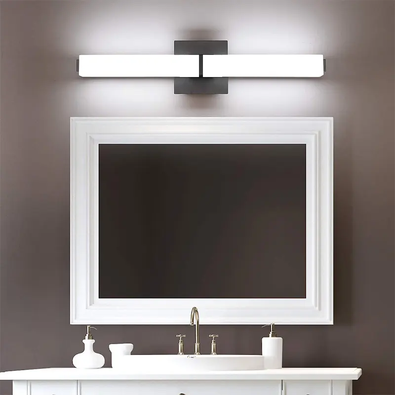 Worbest Modern Matte Black Bath Led Mirror Wall Light Makeup Sconce Lighting Fixtures Vanity Light Mirror For Bathroom