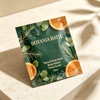 Sachet d'échantillon de savon liquide écologique vert foncé mat 10 ml avec encoche de déchirement et thermoscellage, emballage cosmétique personnalisé