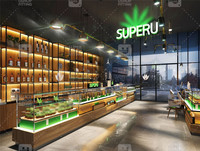 Conception de fournitures de magasin Wape de culture personnalisée Vitrine de dispensaire de tabac en bois Showroom Vitrine en verre pour comptoir de fumée