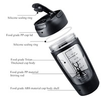 Bouteille de shaker électrique portable de 650 ml pour la salle de sport, stockage intelligent de protéines électroniques avec bouteille de shaker portable pour une utilisation en cuisine