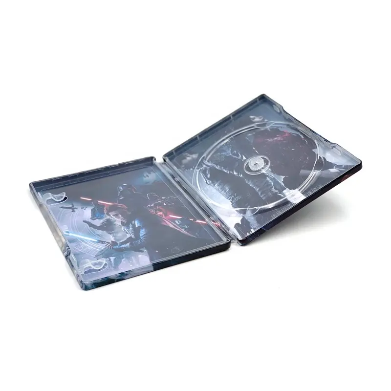 Manufacture Custom Rectangular Shape Cd Dvd Storage Case With Hinge Tin Box Portable Metal Tin Cd Case