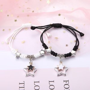 [Gorgeousxx] Lindo Pingente de Coração e Estrela com Tema de Gato, Pulseiras de Fio Encerado Preto e Branco, Presentes de Joias para Melhores Amigas - Product Image 6