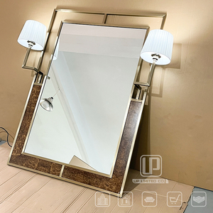 Thiết kế đặc biệt hình chữ nhật lớn vàng nhôm khung gương LED tường phòng tắm khách sạn gương với ánh sáng LED - Product Image 1