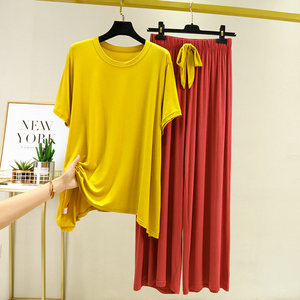 <span class=keywords><strong>Camisones</strong></span> de Manga Corta de Modal en Contraste para Mujer, Primavera-Verano, Holgados, Talla Grande, Pijamas para <span class=keywords><strong>Novia</strong></span>, Ropa de Casa Informal, Conjunto de 2 Piezas - Product Image 6